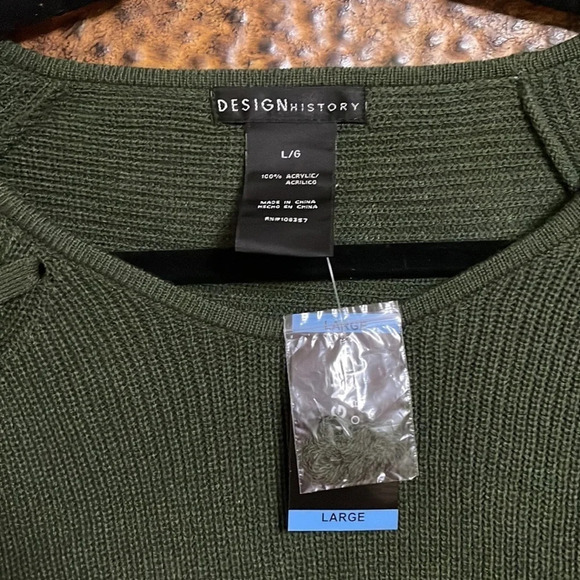 Design History Knit Women Sweater Pullover Long Sleeve Top Hunter Green Size L - Picture 5 of 12